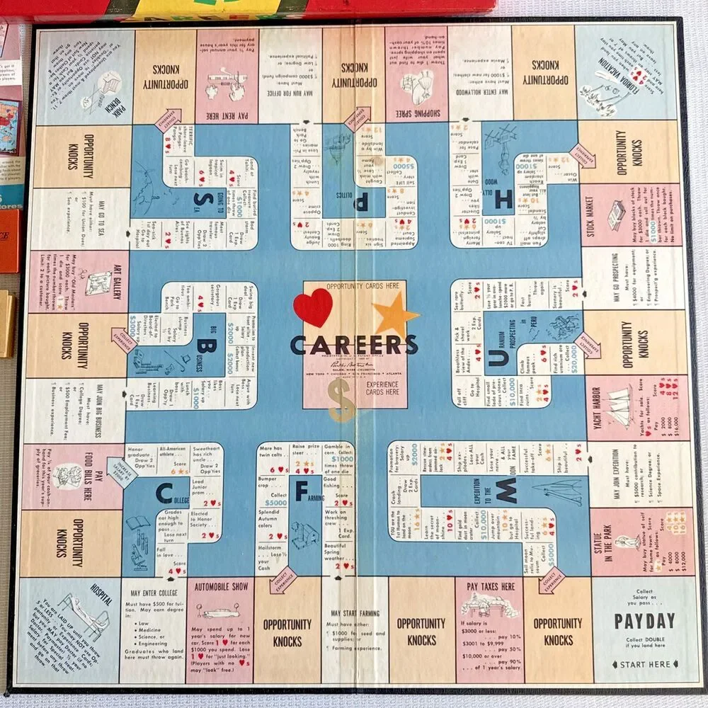 Vintage 1955 Careers The Game By Parker Brothers Board Game